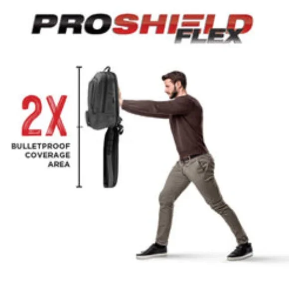Proshield Flex Bulletproof Backpack Expandable Full-Body Protection Charcoal
